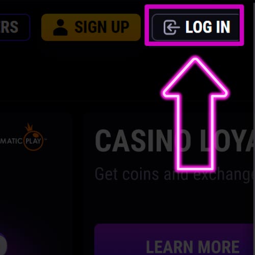 Select the "Log in" button